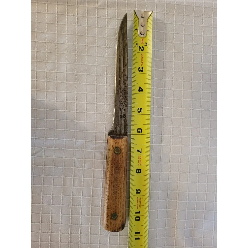 Vintage Old Hickory Paring Knife Carbon Steel Wood Handle Made in USA 10 Inch